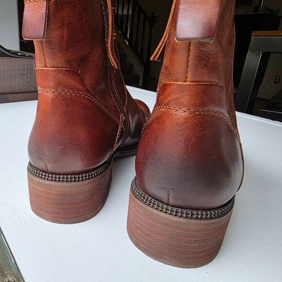 Franco Sarto Brindle Ankle Boots Women’s 8M Cognac Leather 1” Heel - Picture 2 of 11